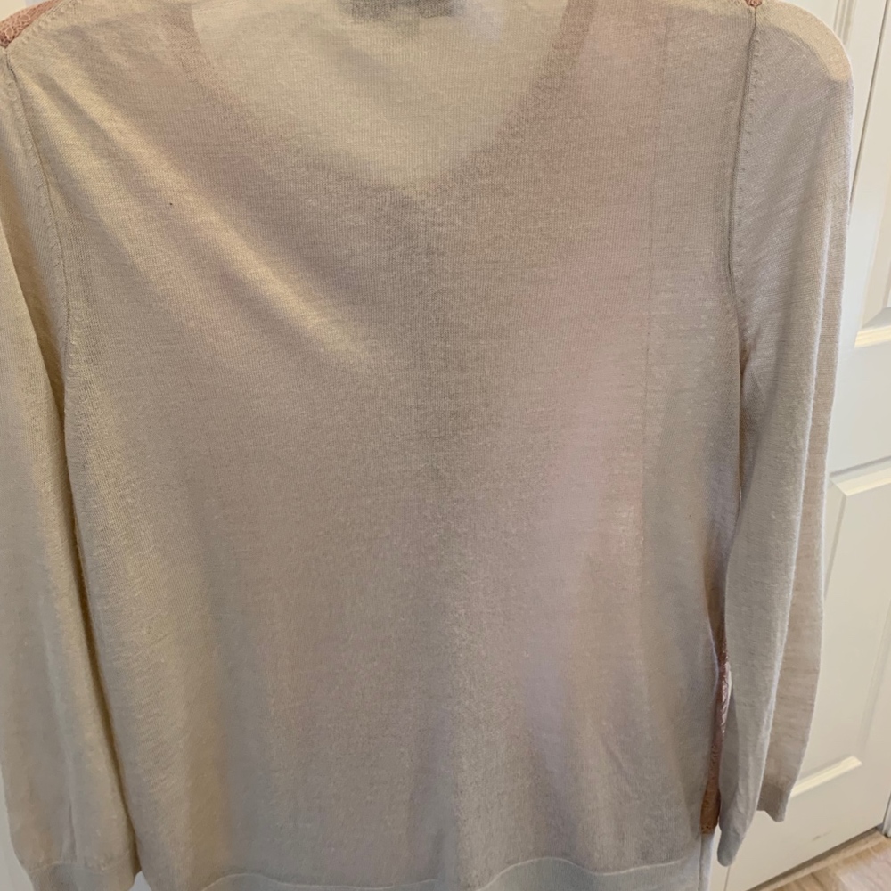 Soft Pink LOFT Cardigan with Lace Panels - Large - Picture 5 of 5